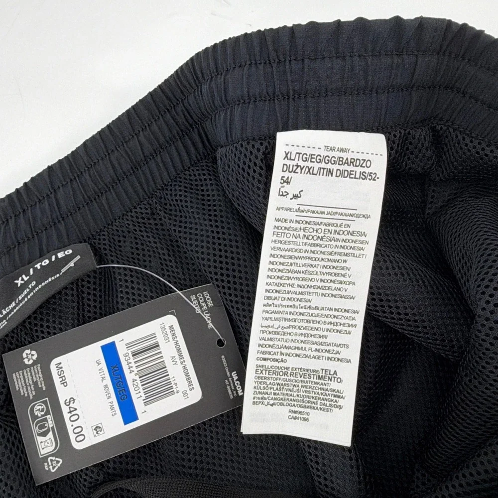 NEW Under Armour Vital Woven Pants Mens XL Black Mesh Lined Ankle Zip 1352031